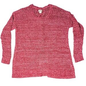 Lucky Brand Knit Sweater Open Back Pullover Lightweight Red‎ XL